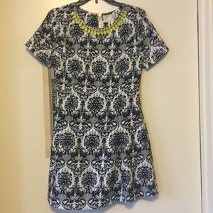 Chic Black and White Dress, Decorative Neckline